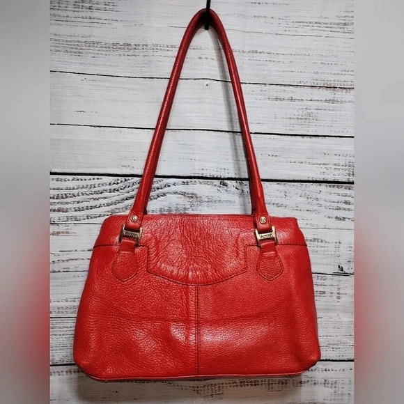 Valentina Handbag‎ in Red Large Made in Italy Genuine Pebbled Leather Luxury - Picture 11 of 11